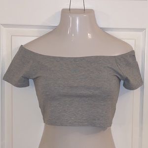ASOS Grey Off the Should Crop Top
